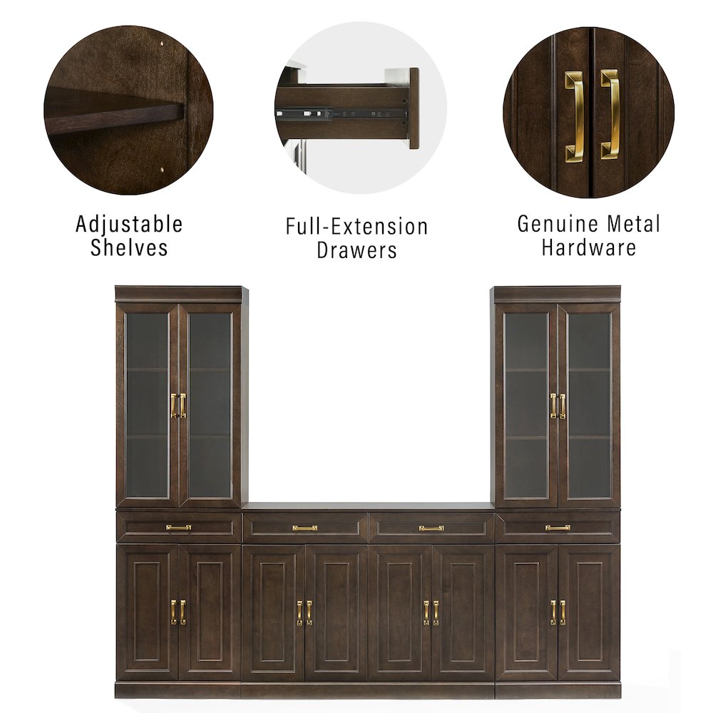 Stanton 3-Piece Sideboard And Glass Door Pantry Set - Sideboard & 2 Pantries