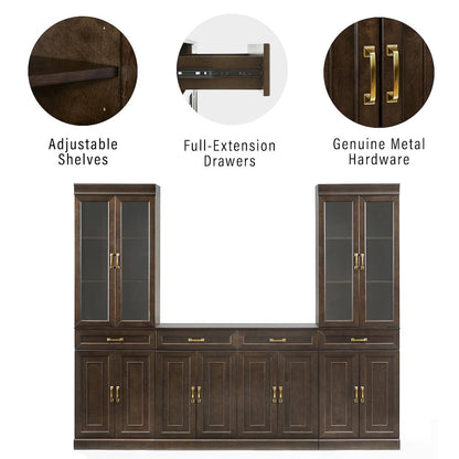 Stanton 3-Piece Sideboard And Glass Door Pantry Set - Sideboard & 2 Pantries