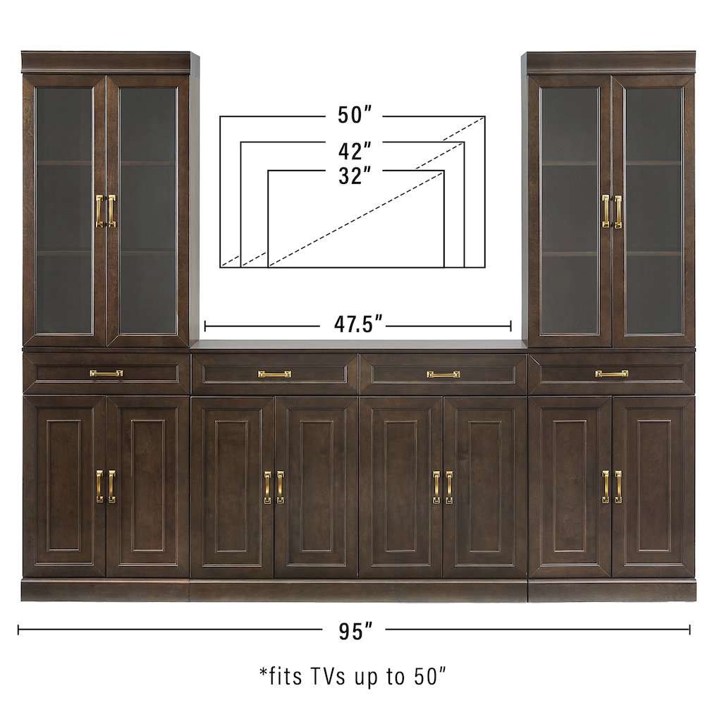 Stanton 3-Piece Sideboard And Glass Door Pantry Set - Sideboard & 2 Pantries
