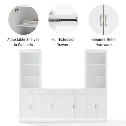 Stanton 3-Piece Sideboard And Storage Bookcase Set - Sideboard & 2 Bookcases