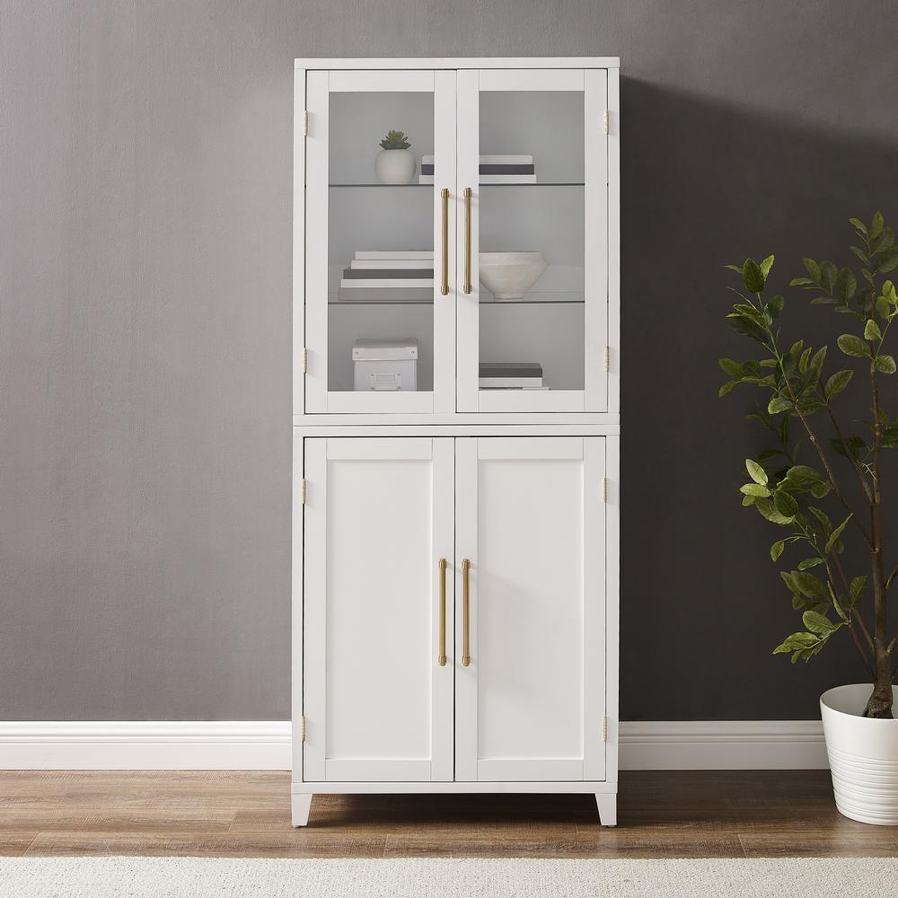 Roarke Pantry Storage Cabinet With Glass Door Hutch