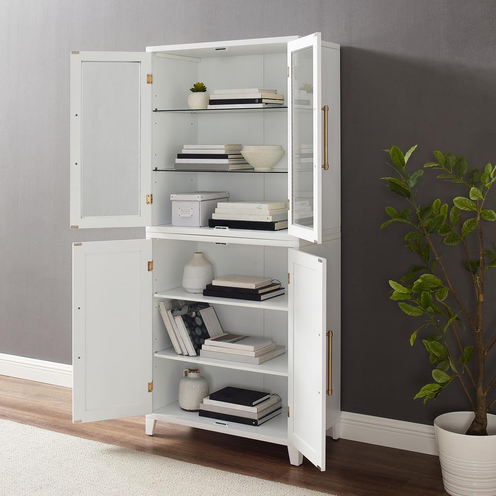 Roarke Pantry Storage Cabinet With Glass Door Hutch