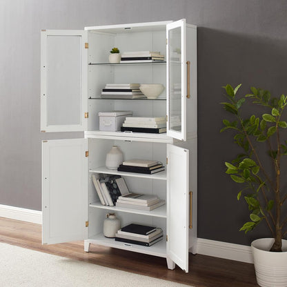 Roarke Pantry Storage Cabinet With Glass Door Hutch