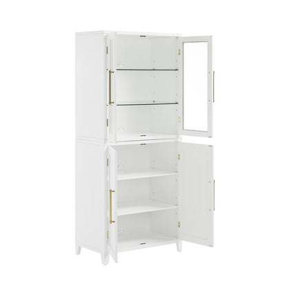 Roarke Pantry Storage Cabinet With Glass Door Hutch