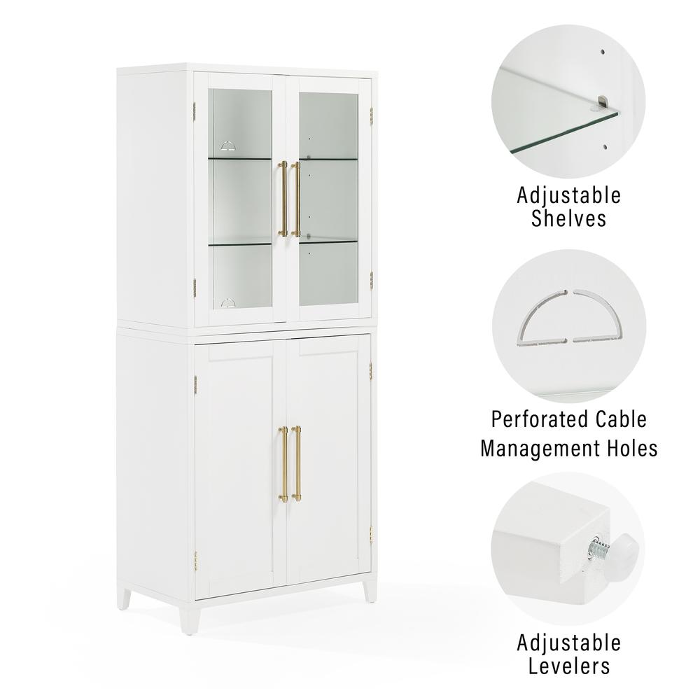Roarke Pantry Storage Cabinet With Glass Door Hutch