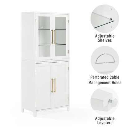 Roarke Pantry Storage Cabinet With Glass Door Hutch