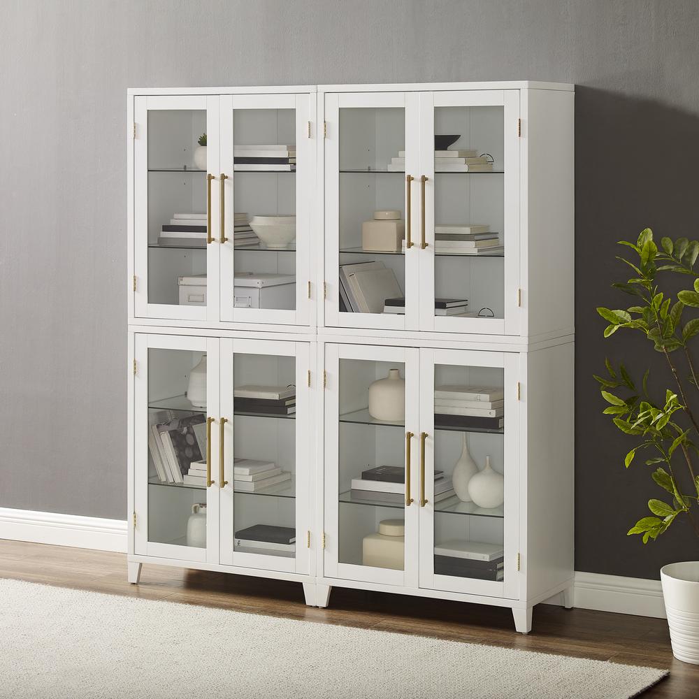 Roarke 2Pc Glass Door Kitchen Pantry Storage Cabinet Set - 2 Pantries