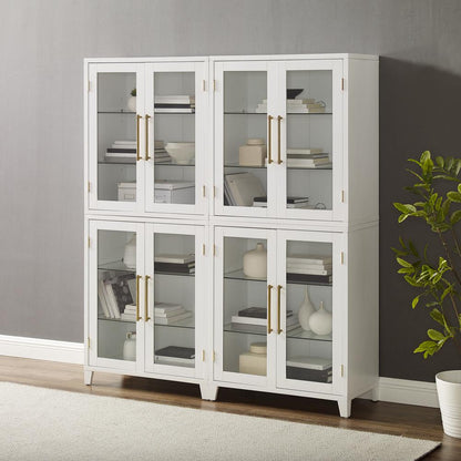 Roarke 2Pc Glass Door Kitchen Pantry Storage Cabinet Set - 2 Pantries