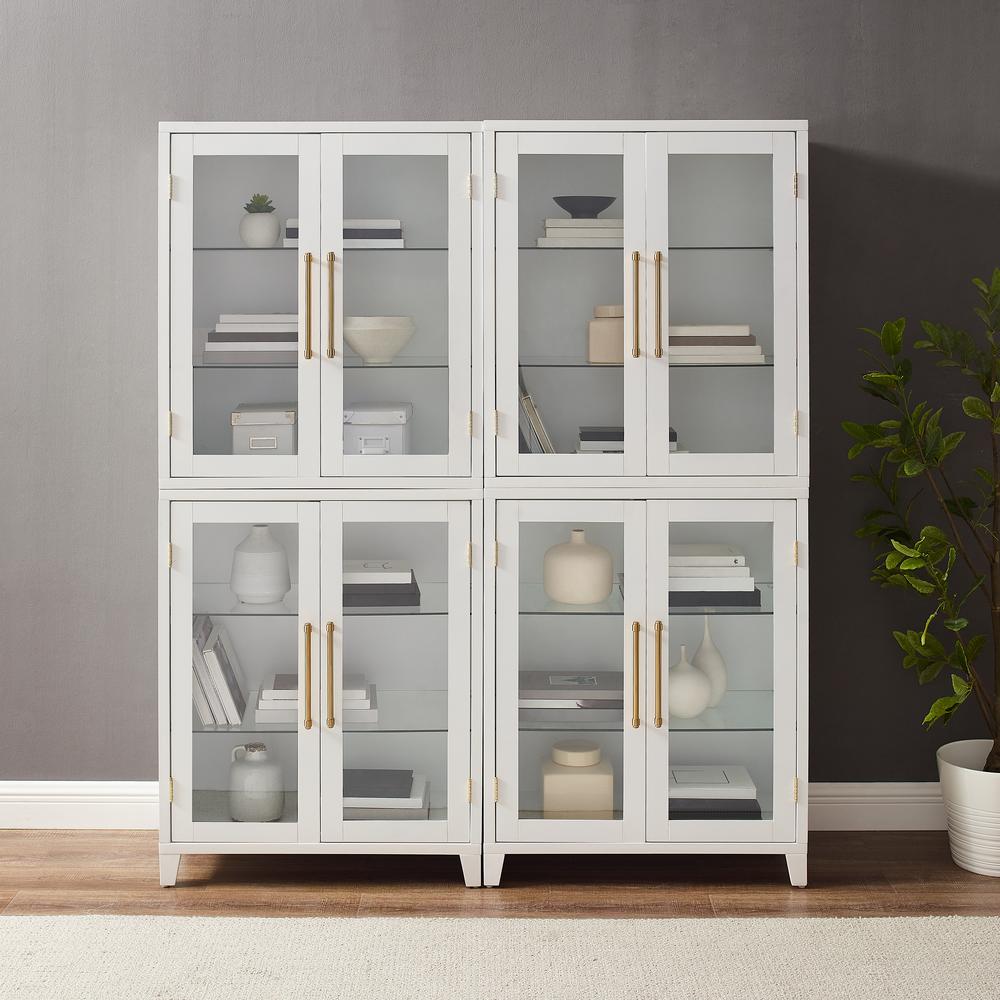 Roarke 2Pc Glass Door Kitchen Pantry Storage Cabinet Set - 2 Pantries