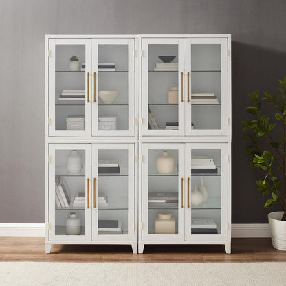 Roarke 2Pc Glass Door Kitchen Pantry Storage Cabinet Set - 2 Pantries