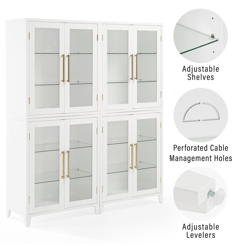 Roarke 2Pc Glass Door Kitchen Pantry Storage Cabinet Set - 2 Pantries