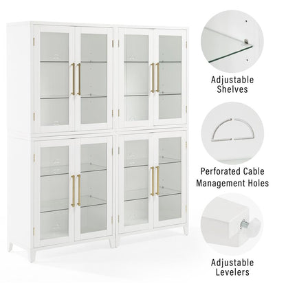 Roarke 2Pc Glass Door Kitchen Pantry Storage Cabinet Set - 2 Pantries