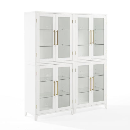 Roarke 2Pc Glass Door Kitchen Pantry Storage Cabinet Set - 2 Pantries