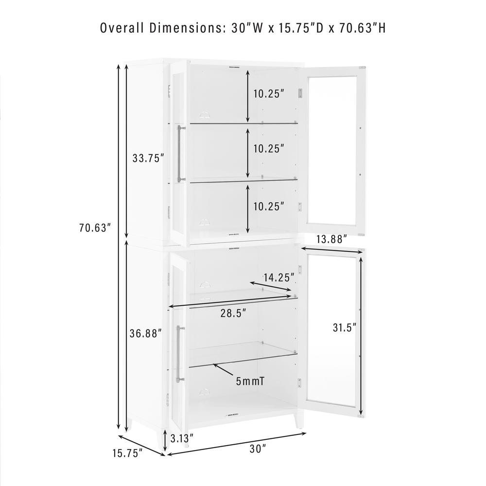 Roarke 2Pc Glass Door Kitchen Pantry Storage Cabinet Set - 2 Pantries