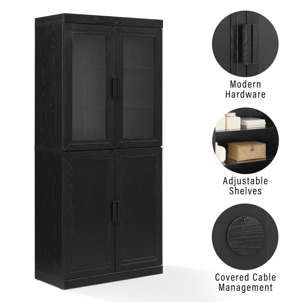 Essen Pantry Storage Cabinet With Glass Door Hutch