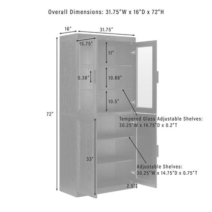 Essen Pantry Storage Cabinet With Glass Door Hutch
