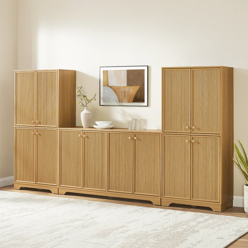 Naomi 3-Piece Sideboard And Pantry Set - Sideboard & 2 Pantries