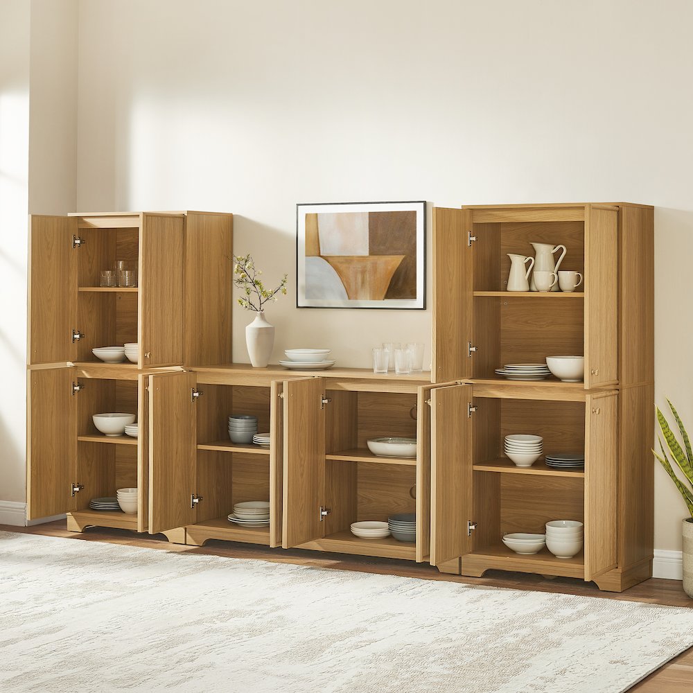 Naomi 3-Piece Sideboard And Pantry Set - Sideboard & 2 Pantries