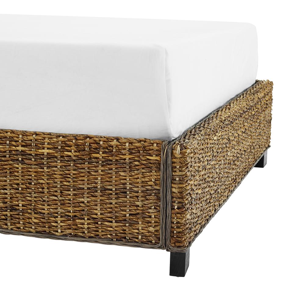Serena Rattan Queen Bed - Headboard, Footboard, Side Rails, & Slats