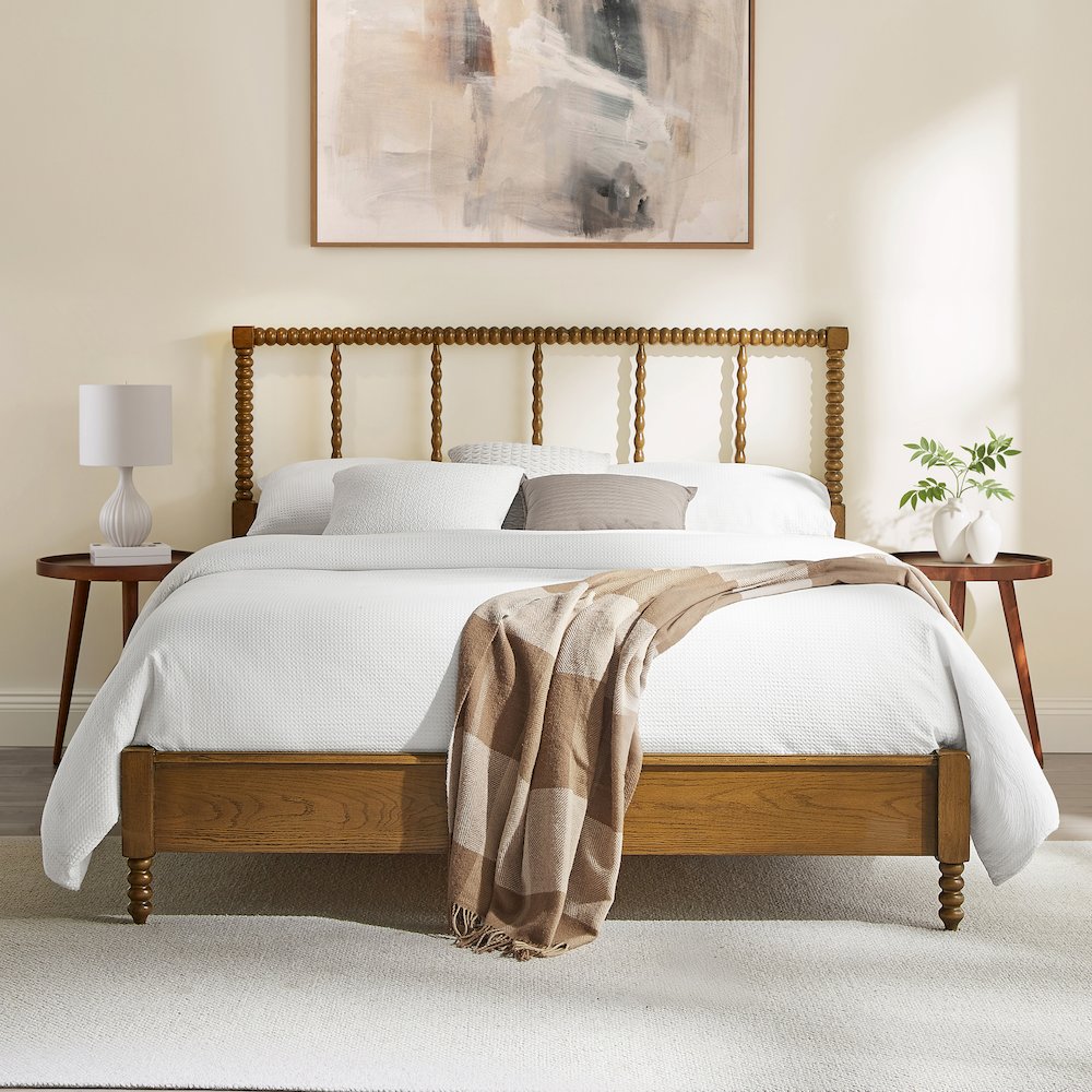 Lucille Queen Bed Brown - Headboard, Footboard, And Side Rails
