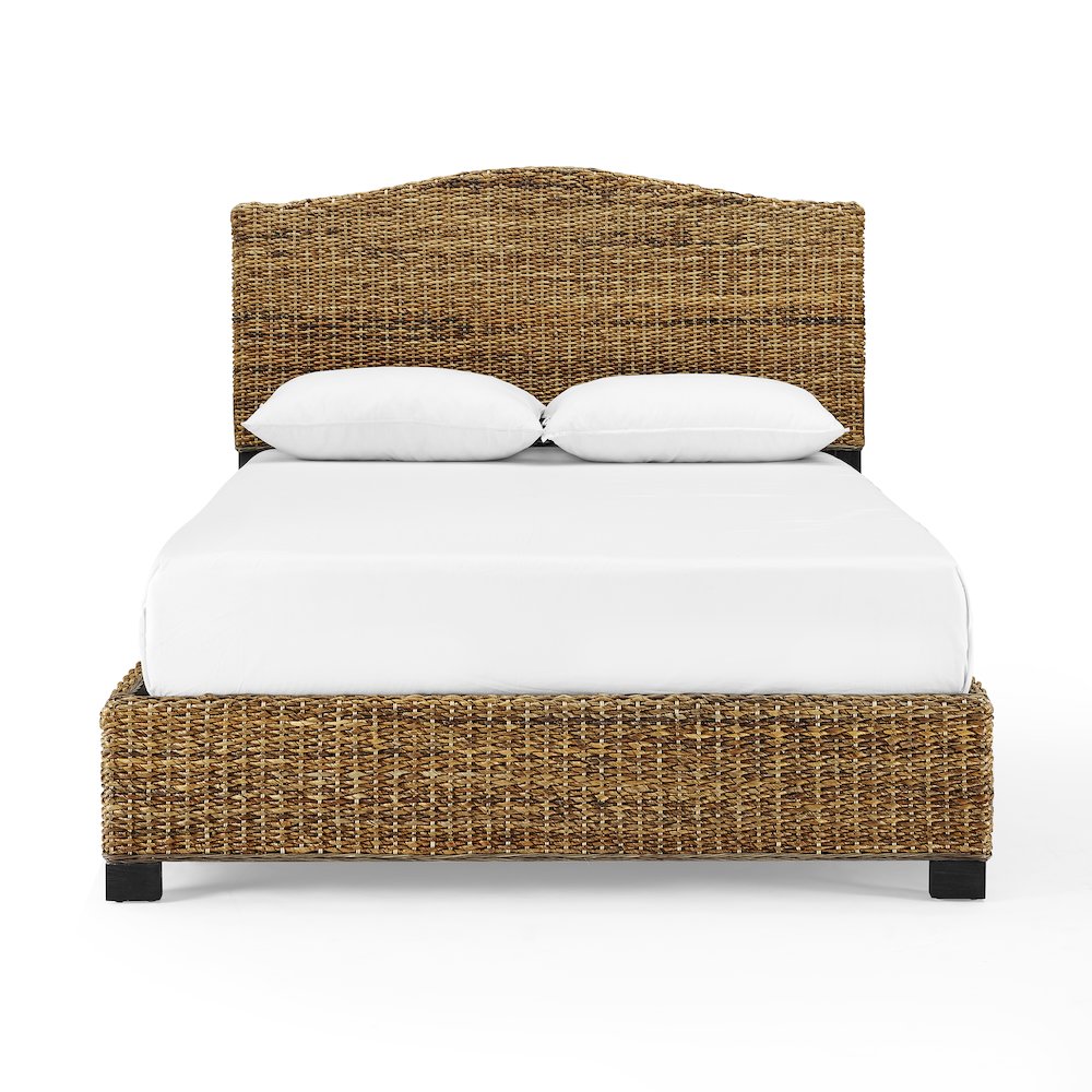 Serena Rattan Full Bed Banana Leaf - Headboard, Footboard, Side Rails, & Slats