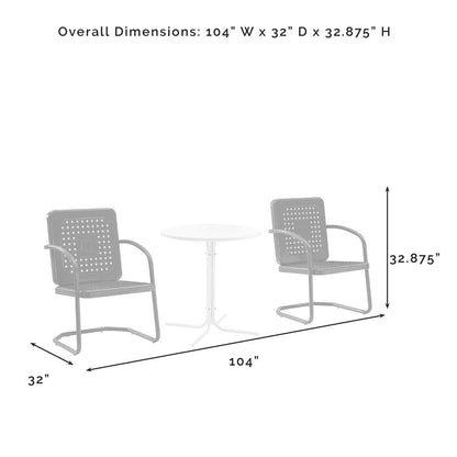 Bates 3Pc Retro Outdoor Bistro Set - Bistro Table & 2 Armchairs