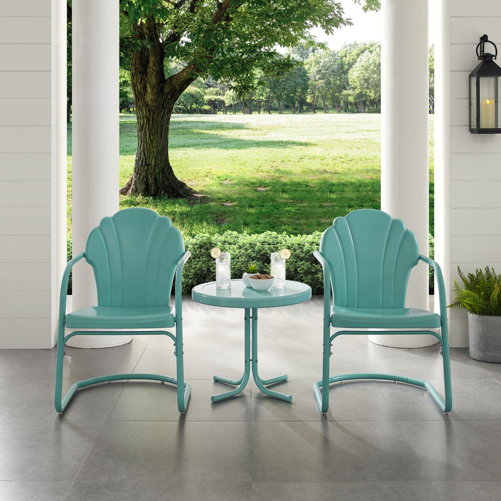 Tulip 3Pc Retro Outdoor Chair Set - Side Table & 2 Chairs