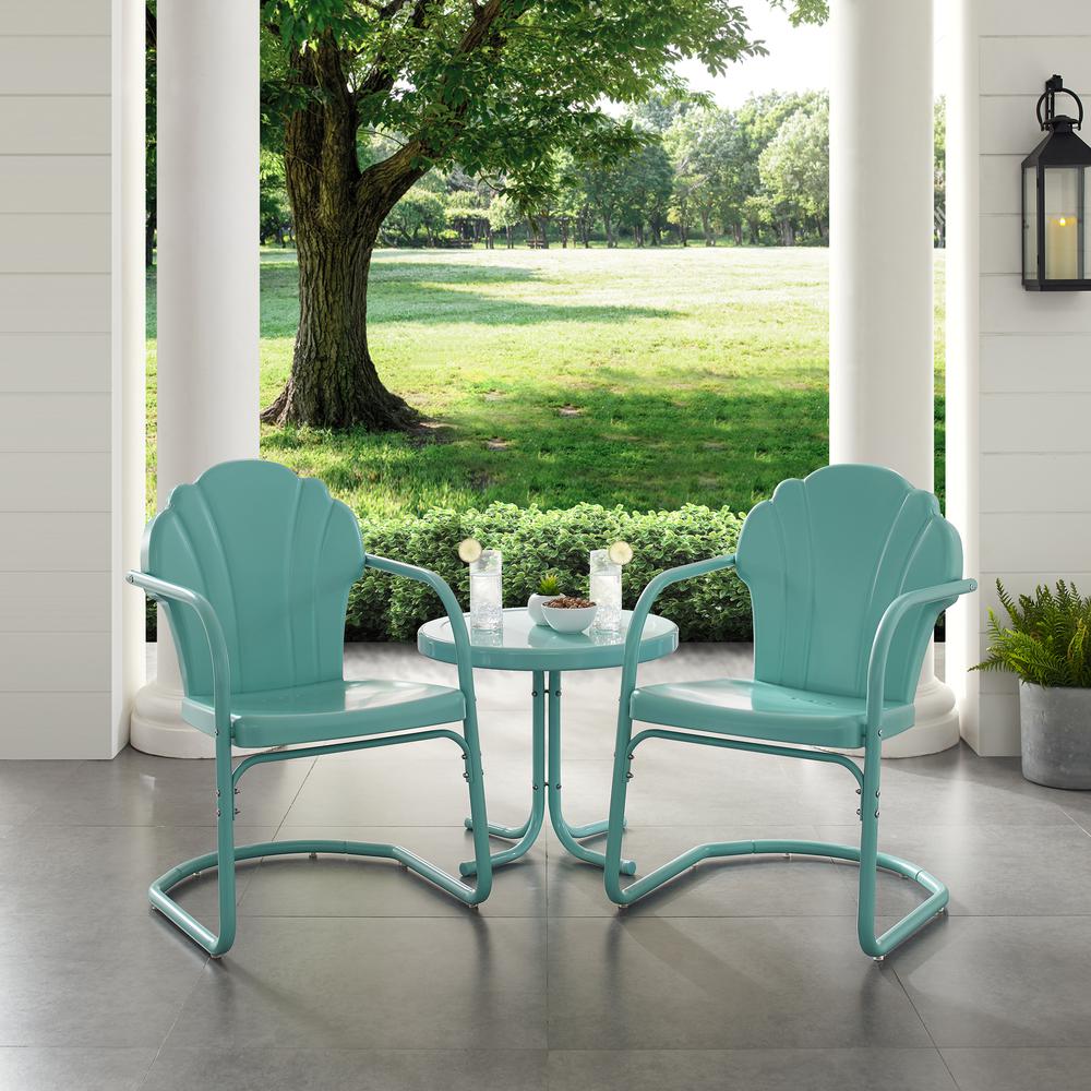 Tulip 3Pc Retro Outdoor Chair Set - Side Table & 2 Chairs