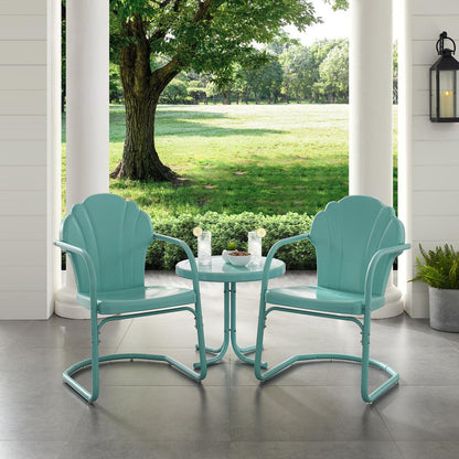 Tulip 3Pc Retro Outdoor Chair Set - Side Table & 2 Chairs