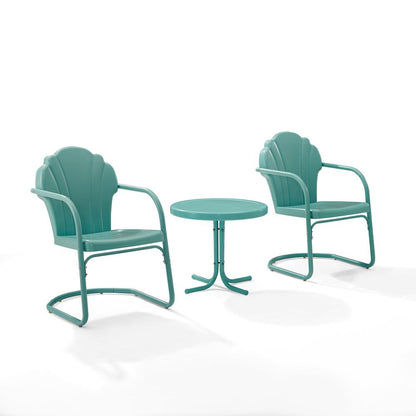 Tulip 3Pc Retro Outdoor Chair Set - Side Table & 2 Chairs