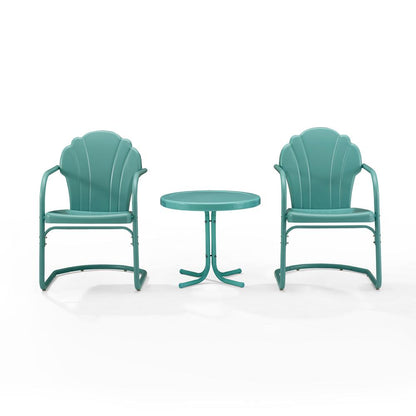 Tulip 3Pc Retro Outdoor Chair Set - Side Table & 2 Chairs