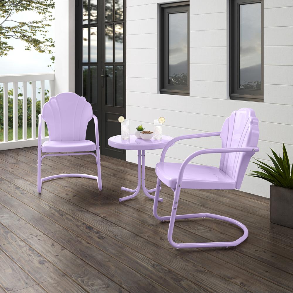 Tulip 3Pc Retro Outdoor Chair Set - Side Table & 2 Chairs