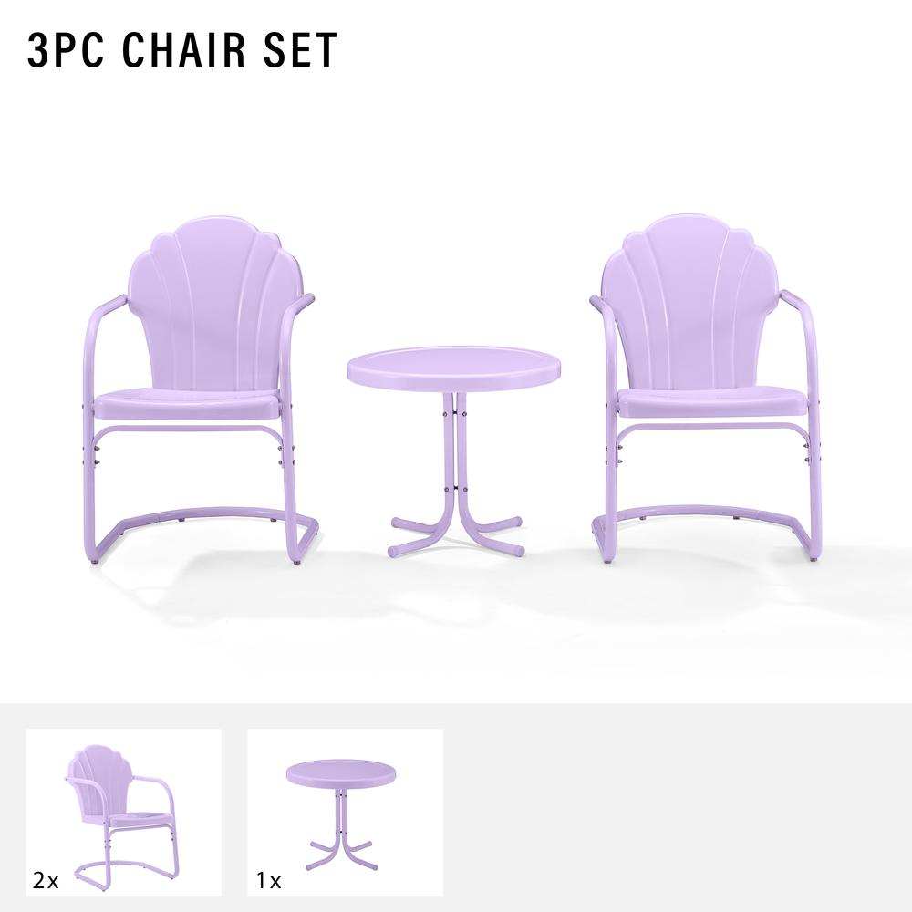 Tulip 3Pc Retro Outdoor Chair Set - Side Table & 2 Chairs