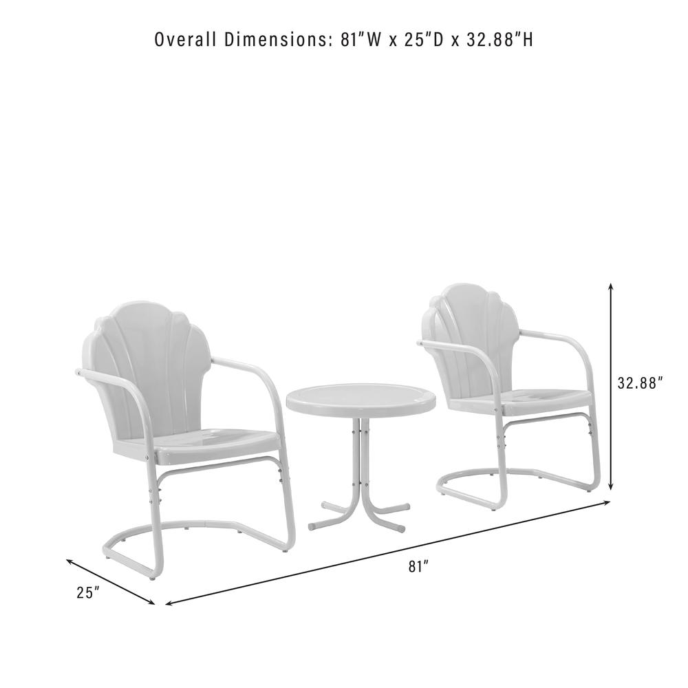 Tulip 3Pc Retro Outdoor Chair Set - Side Table & 2 Chairs