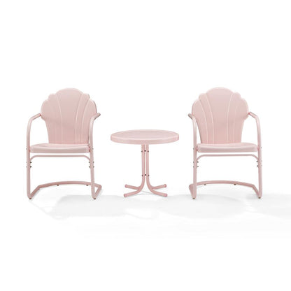 Tulip 3Pc Retro Outdoor Chair Set - Side Table & 2 Chairs
