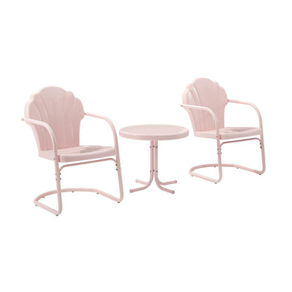 Tulip 3Pc Retro Outdoor Chair Set - Side Table & 2 Chairs