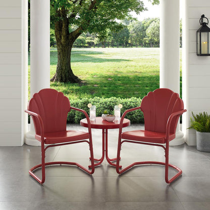 Tulip 3Pc Retro Outdoor Chair Set - Side Table & 2 Chairs