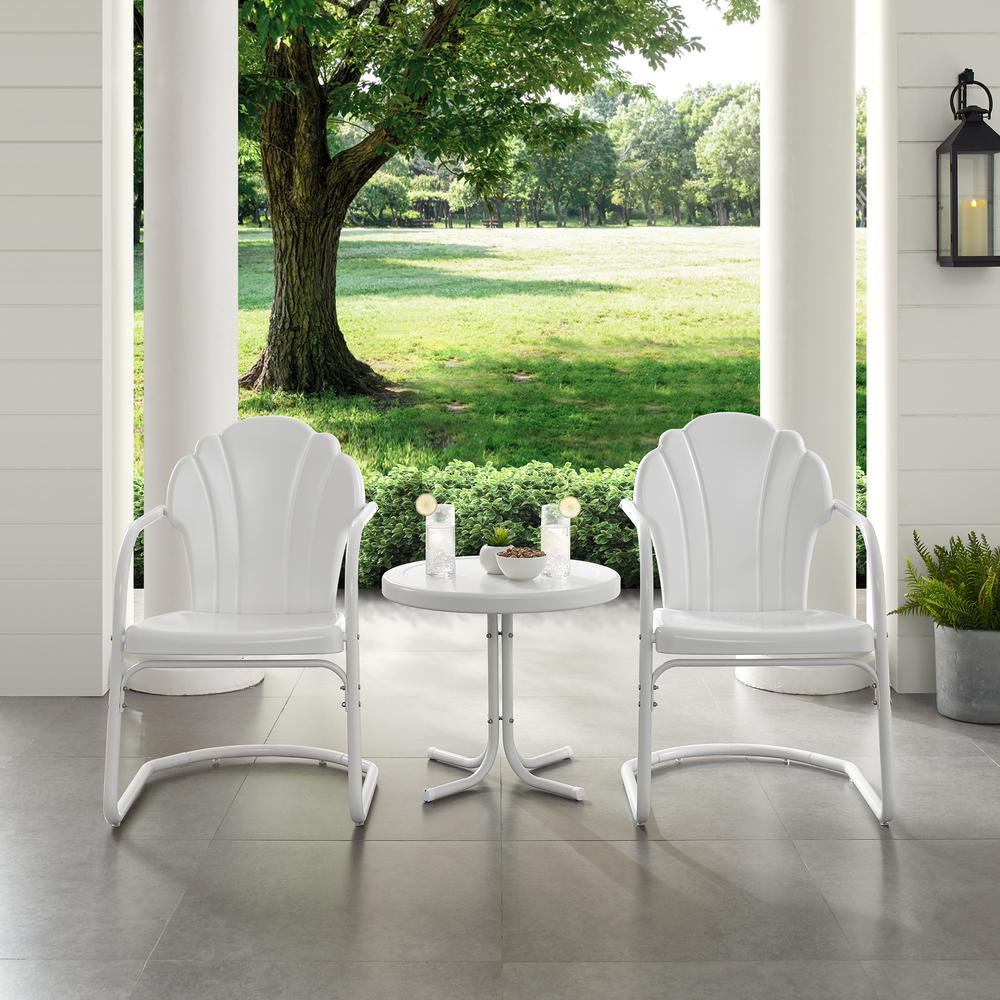 Tulip 3Pc Retro Outdoor Chair Set - Side Table & 2 Chairs