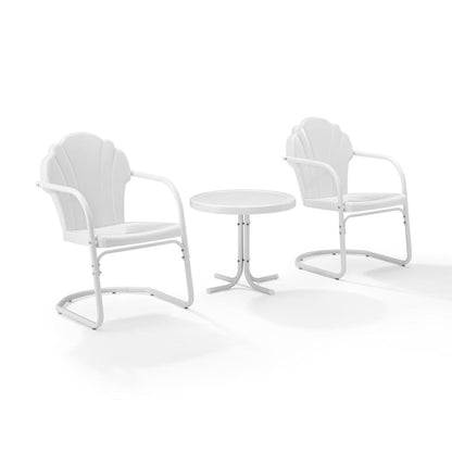 Tulip 3Pc Retro Outdoor Chair Set - Side Table & 2 Chairs