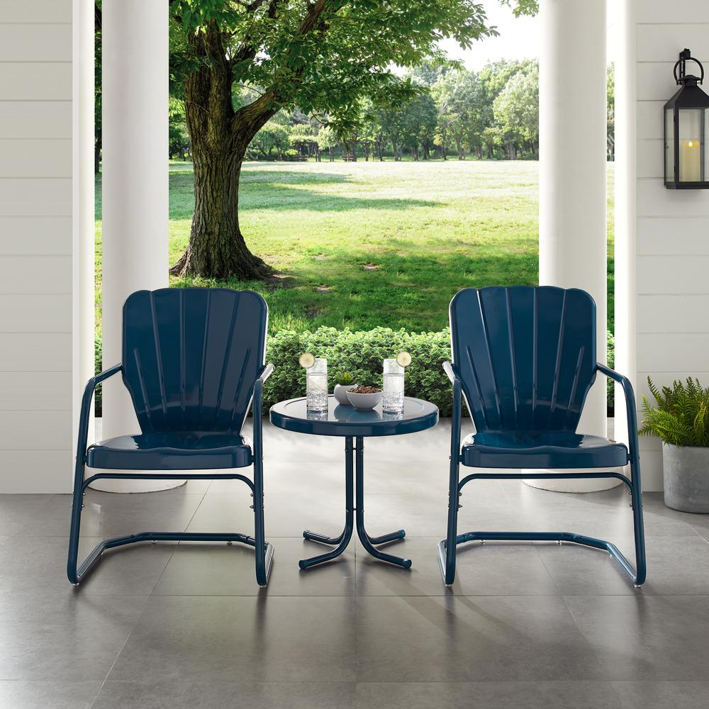 Ridgeland 3Pc Retro Outdoor Chair Set - Side Table & 2 Chairs