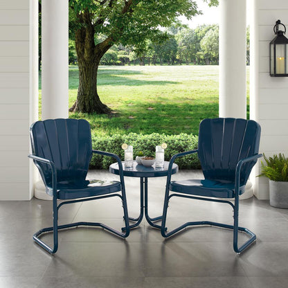Ridgeland 3Pc Retro Outdoor Chair Set - Side Table & 2 Chairs