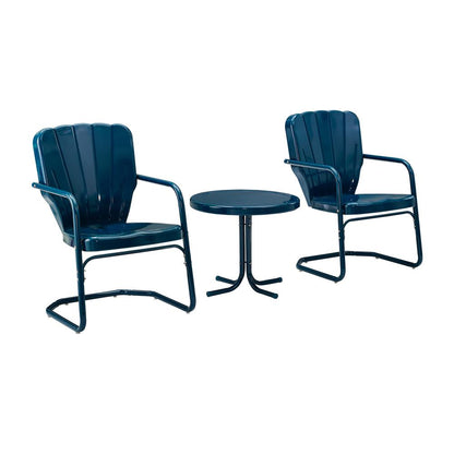 Ridgeland 3Pc Retro Outdoor Chair Set - Side Table & 2 Chairs