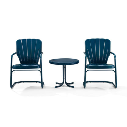 Ridgeland 3Pc Retro Outdoor Chair Set - Side Table & 2 Chairs