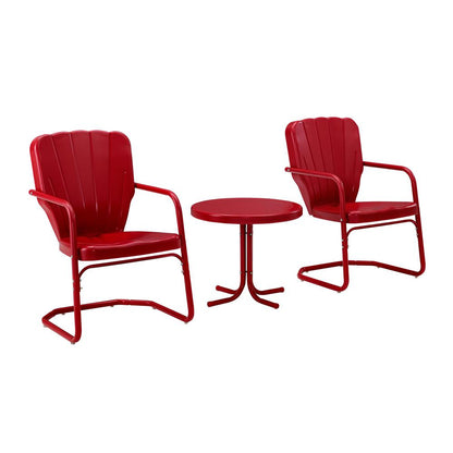 Ridgeland 3Pc Retro Outdoor Chair Set - Side Table & 2 Chairs
