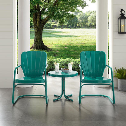 Ridgeland 3Pc Retro Outdoor Chair Set - Side Table & 2 Chairs