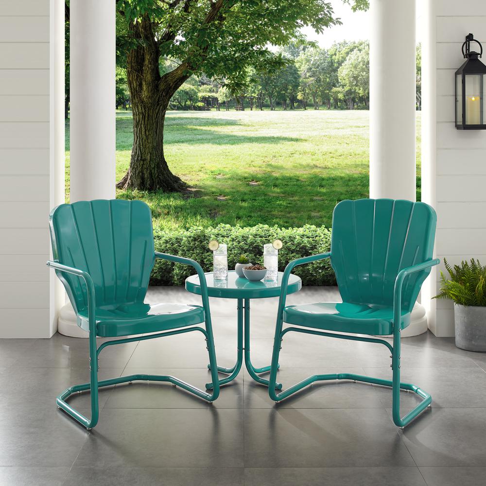Ridgeland 3Pc Retro Outdoor Chair Set - Side Table & 2 Chairs