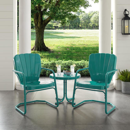 Ridgeland 3Pc Retro Outdoor Chair Set - Side Table & 2 Chairs