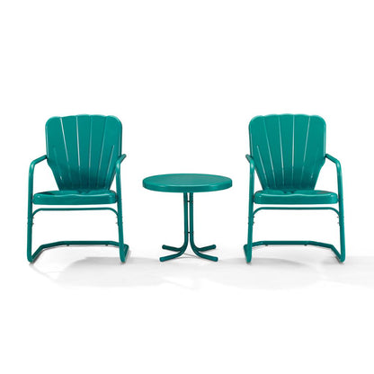 Ridgeland 3Pc Retro Outdoor Chair Set - Side Table & 2 Chairs
