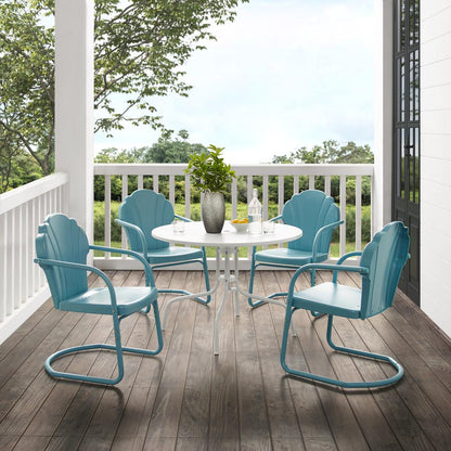 Tulip 5Pc Retro Outdoor Dining Set - Dining Table & 4 Chairs