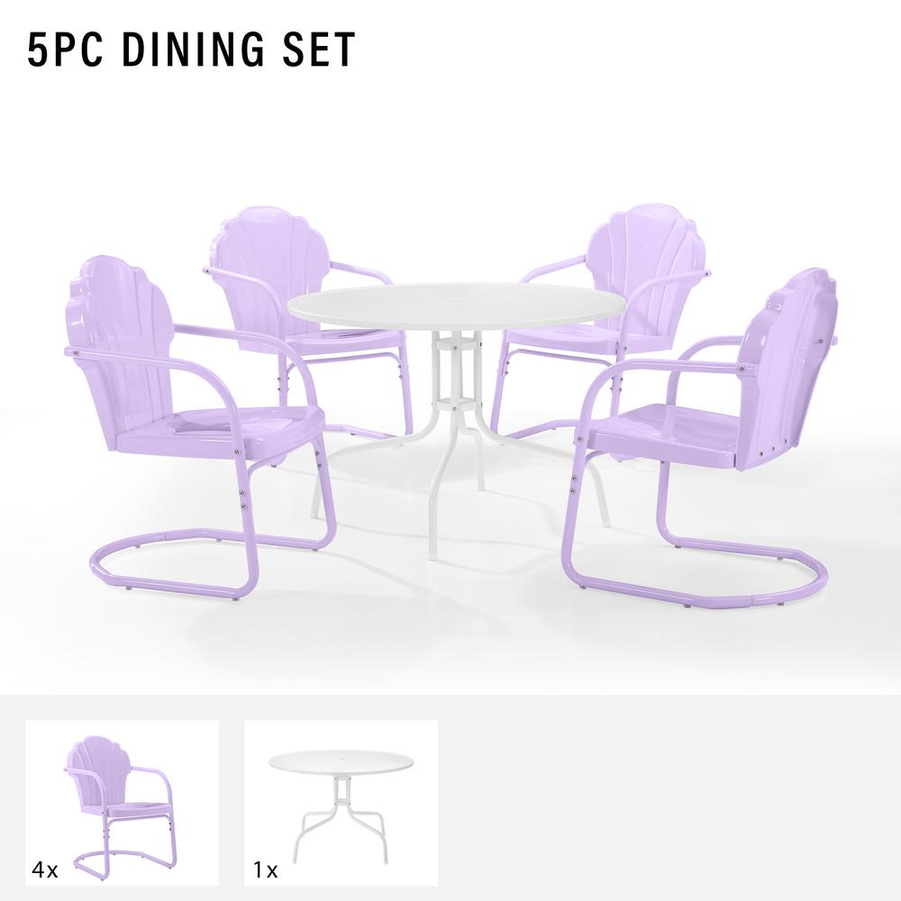 Tulip 5Pc Retro Outdoor Dining Set - Dining Table & 4 Chairs